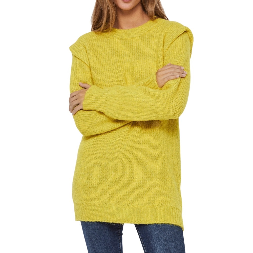 Vero Moda Daisy Wide Shoulder Tunic Sweater Celery Yellow Green XS NWT New